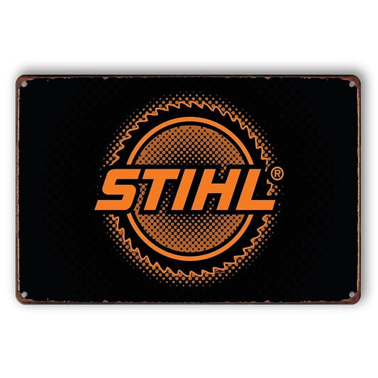 Tin Sign STIHL Power Tool Black Garage Man Cave Rustic Look Decorative