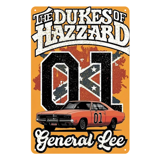 The Dukes Of Hazzard 01 General Lee Auto Rustic Metal Sign Vintage Tin