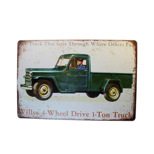 Tin Sign Truck 1-ton Sprint Drink Bar Whisky Rustic Look