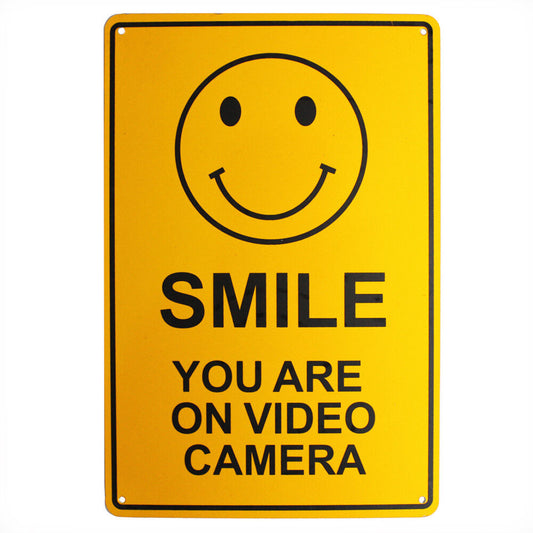 Surveillance Sign Smile You're On Video Camera Cctv 200x300mm Metal Best Quality