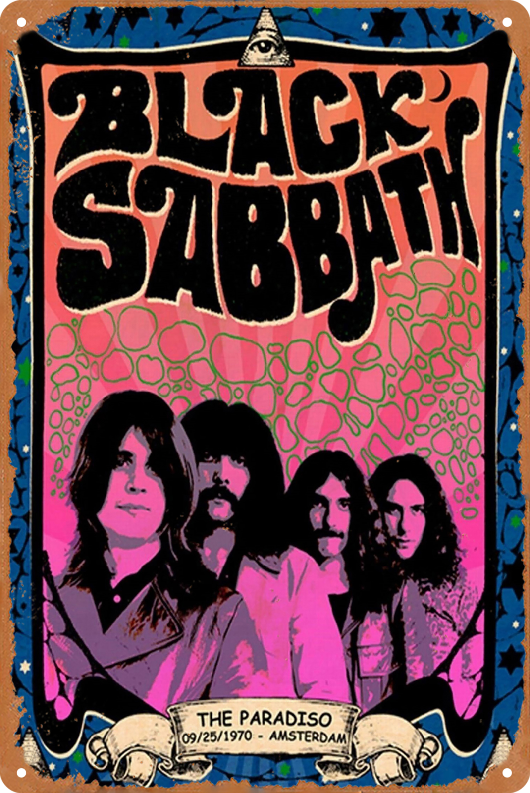 Black Sabbath Music Band The Paradiso Tin Sign Rustic Look  Retro 20x30cm