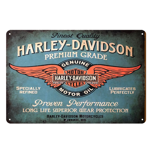 2x Harley-davidson Motor Oil Genuine Rustic Tin Sign Vintage Garage Bar