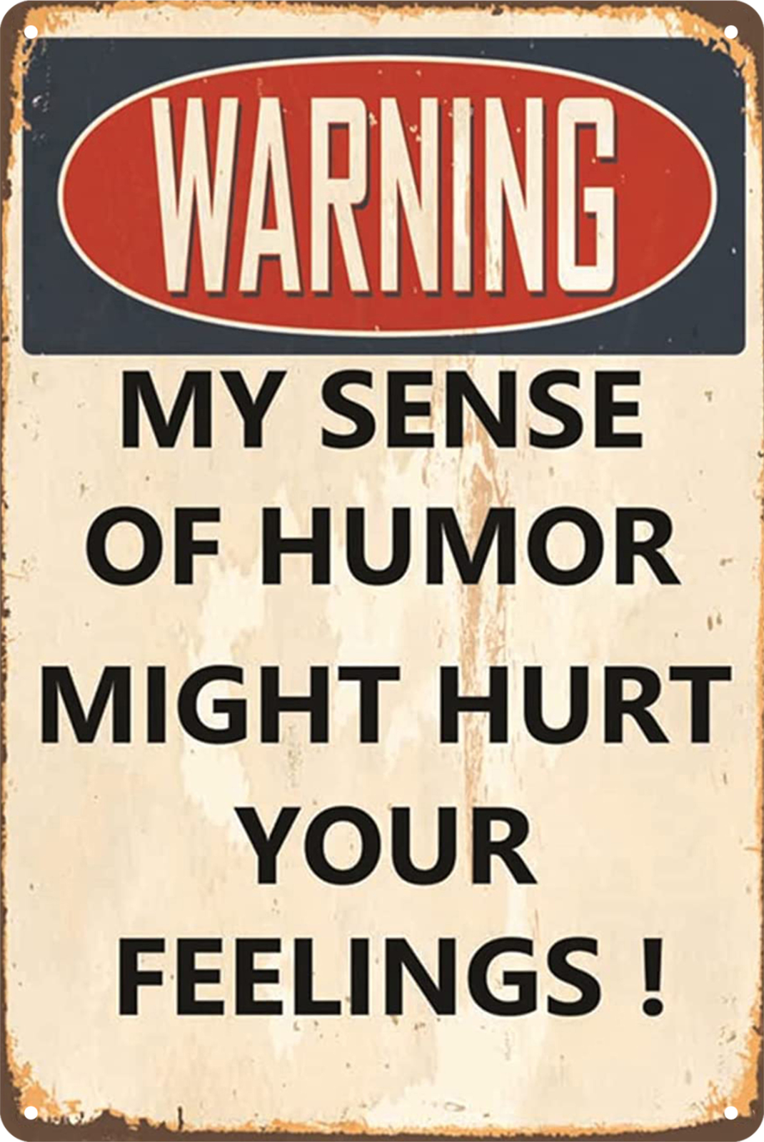 Warning My Sense Of Humor Might Hurt Your Feeling Tin Sign Retro 20x30cm