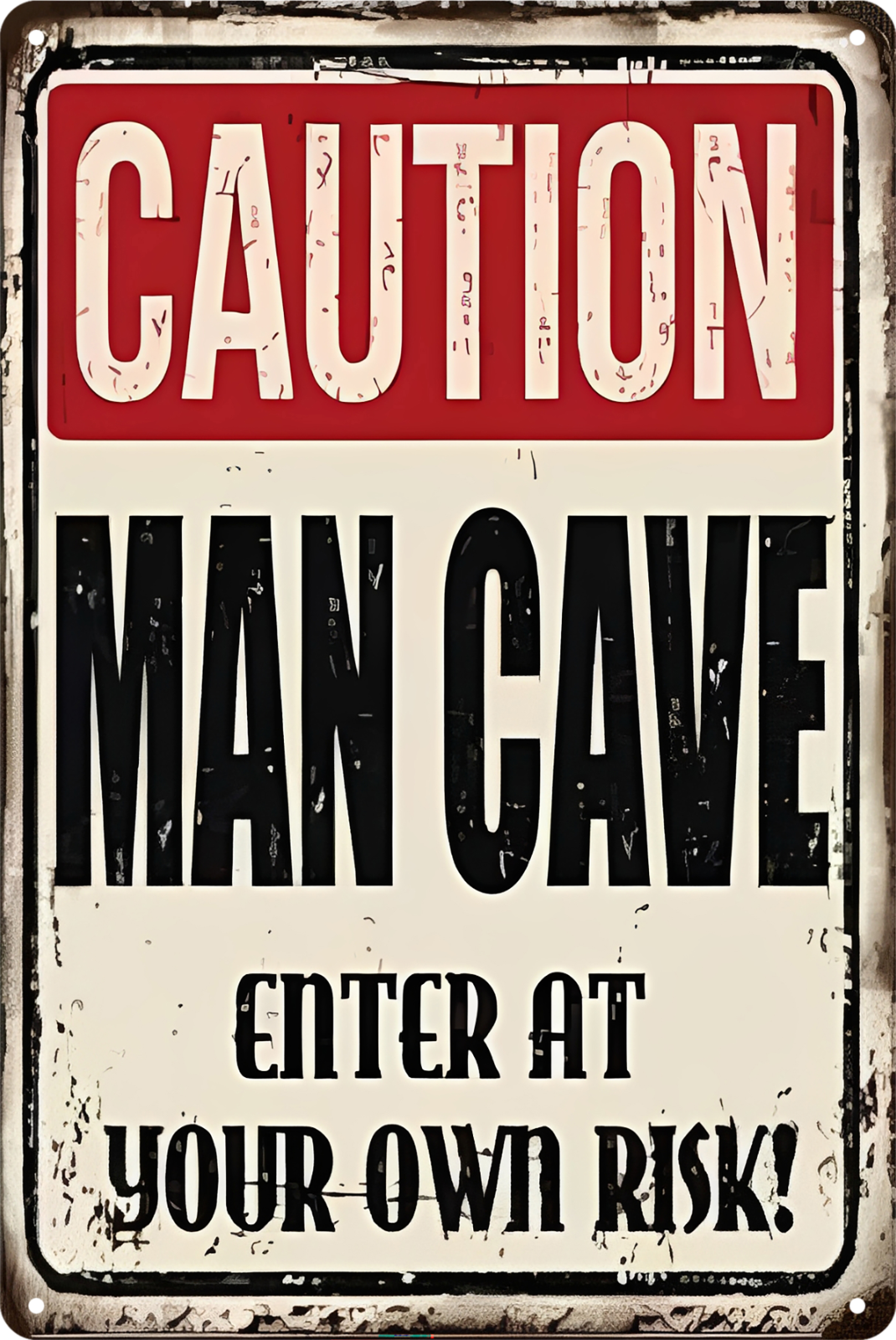 Caution Man Cave Enter At Your Own Risk Tin Sign Vintage Retro 20x30cm