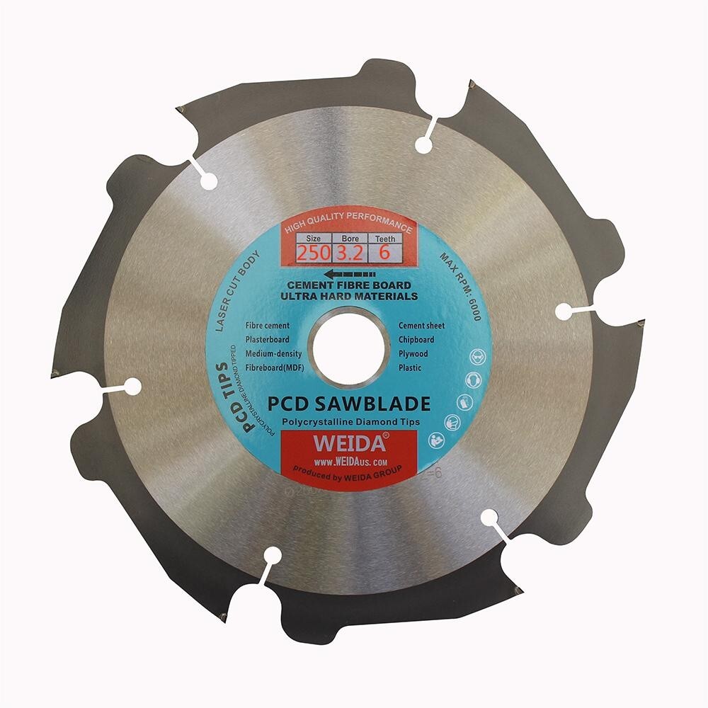 250mm Pcd Saw Blade 6t Fiber Cement 9-7/8″ Bore 30mm Cutting Disc 3.2*30