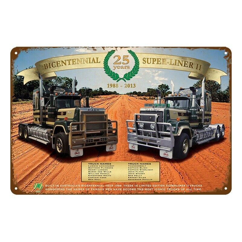 Tin Metal Sign Truck Mark Super-line 1988 20x30cm Rustic Look Vintage