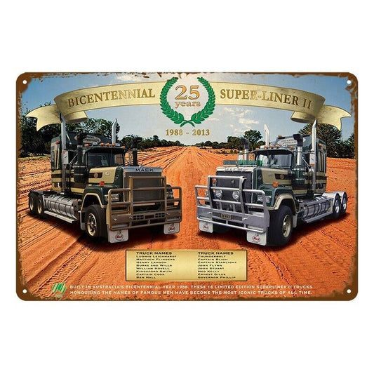 Tin Metal Sign Truck Mark Super-line 1988 20x30cm Rustic Look Vintage