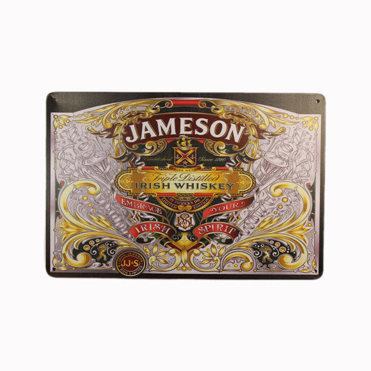 Tin Sign Jameson Irish Whiskey Sprint Drink Bar Whisky Rustic Look