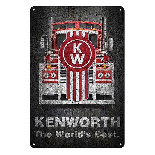 Kenworth Kw Mark Truck Rustic Metal Sign Vintage Tin Shed Garage Bar