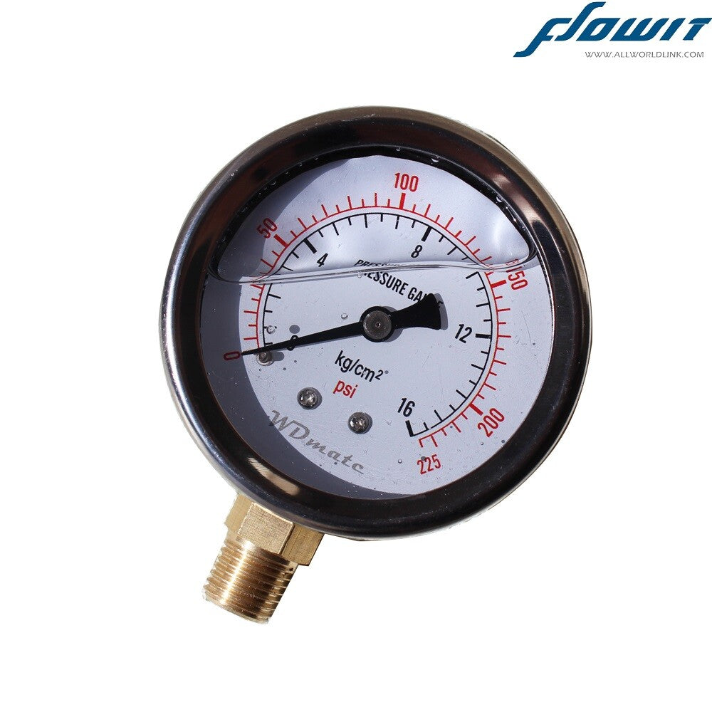 Liquid Oil Filled Pressure Gauge 225psi 16bar G1/4″ Dia2.5″ 63mm Meter