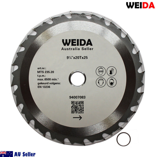 235mm Wood Circular Saw Blade Cutting Disc 9-1/4” 20t Bore 25/22.23mm 2.2mm K