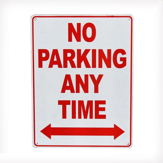 Warning Notice Sign No Parking Any Time Property 200x300mm Metal