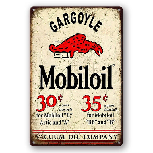 Tin Sign Mobiloil Gargoyle Vacuum Oil Company Motor Rustic Decorative Vintage