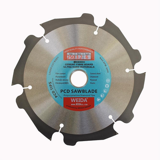 250mm Pcd Saw Blade 6t Fiber Cement 9-7/8″ Bore 30mm Cutting Disc 3.2*30