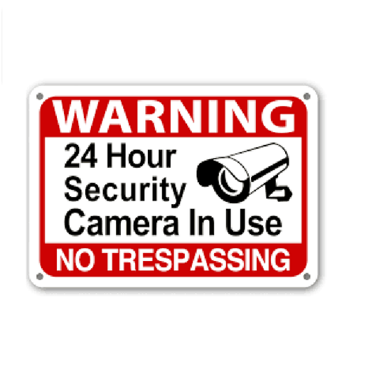 24 Hour Security Camera In Use No Trespassing Warning Tin Sign Rustic Look