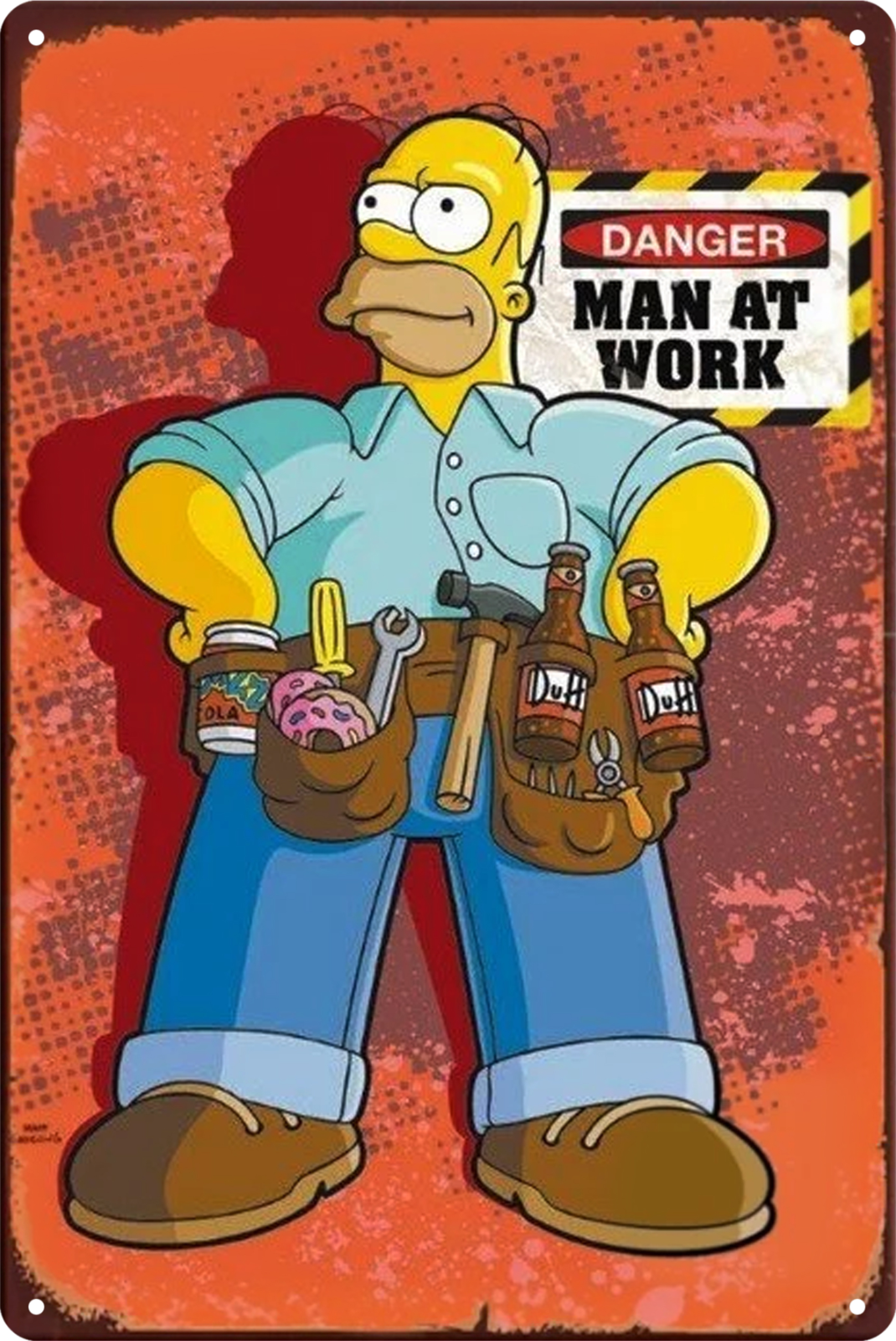 Danger Man At Work Duff Simpsons Tin Sign Rustic Vintage Retro 20x30cm