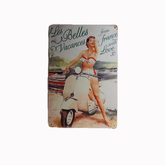 Tin Sign Les Belles Vacances Sprint Drink Bar Whisky Rustic Look