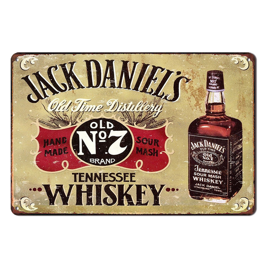 Jack Daniel's Whiskey Tennessee Tin Metal Sign Rustic Look Vintage