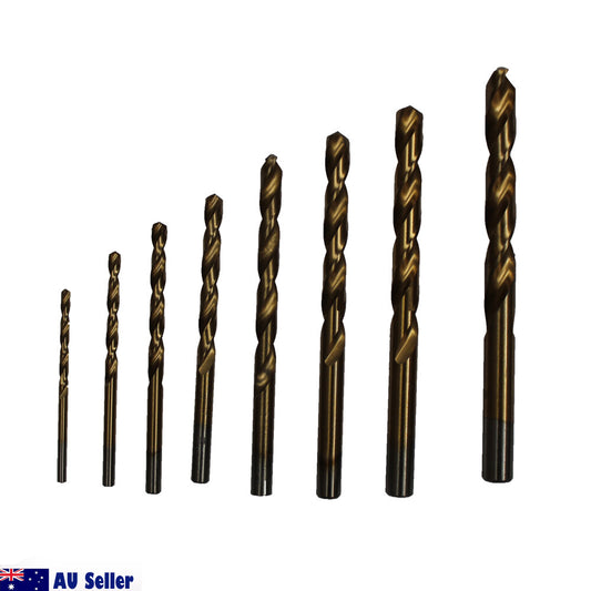 8pcs High Speed Steel Twist Drill Set 3-10mm Titanium Coated Hss Metric Quality