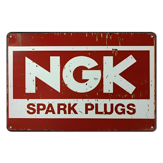 Ngk Spark Plugs Tin Metal Sign Auto Rustic Look Vintage Man Cave