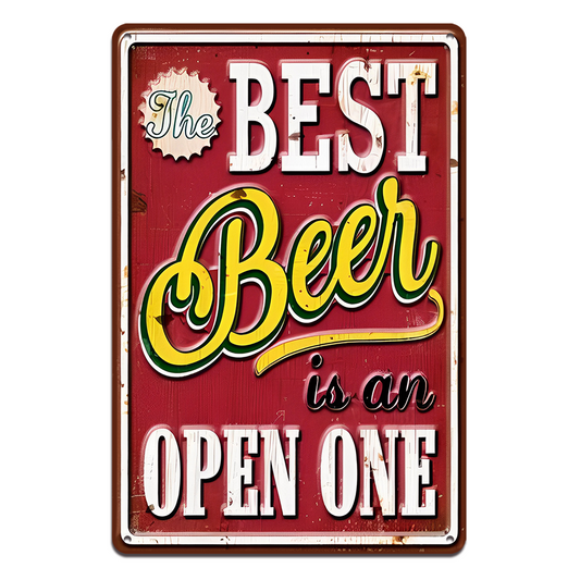 Best Beer Open One Tin Metal Sign Rustic Look Vintage Man Cave