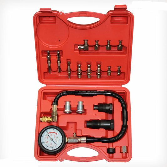 19pc Cylinder Oil Pressure Tester Engine Gauge Diesel Testing Car Repair Garage