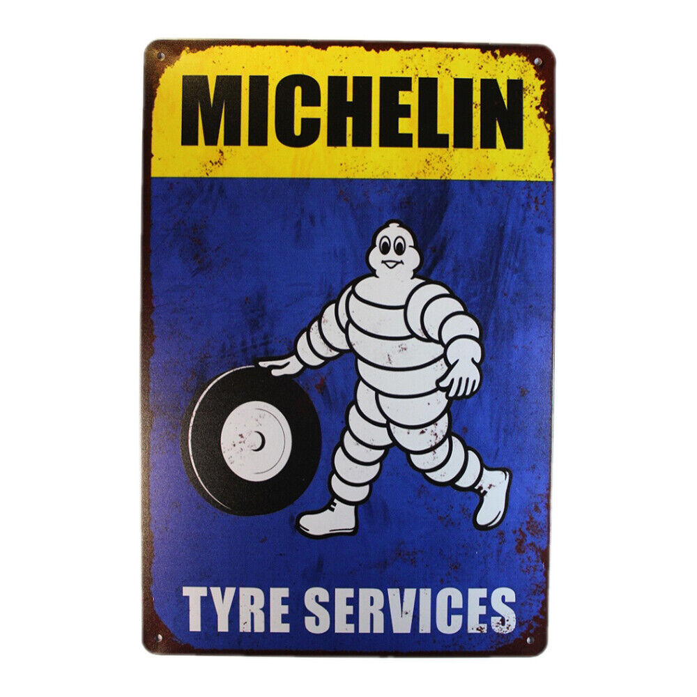 Tin Sign Michelin Tyre Services Sprint Drink Bar Whisky Rustic Look