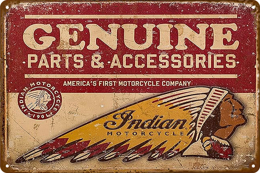 Indian Motor Cycles Genuine Parts & Acces. Tin Sign Rustic Retro 20x30cm