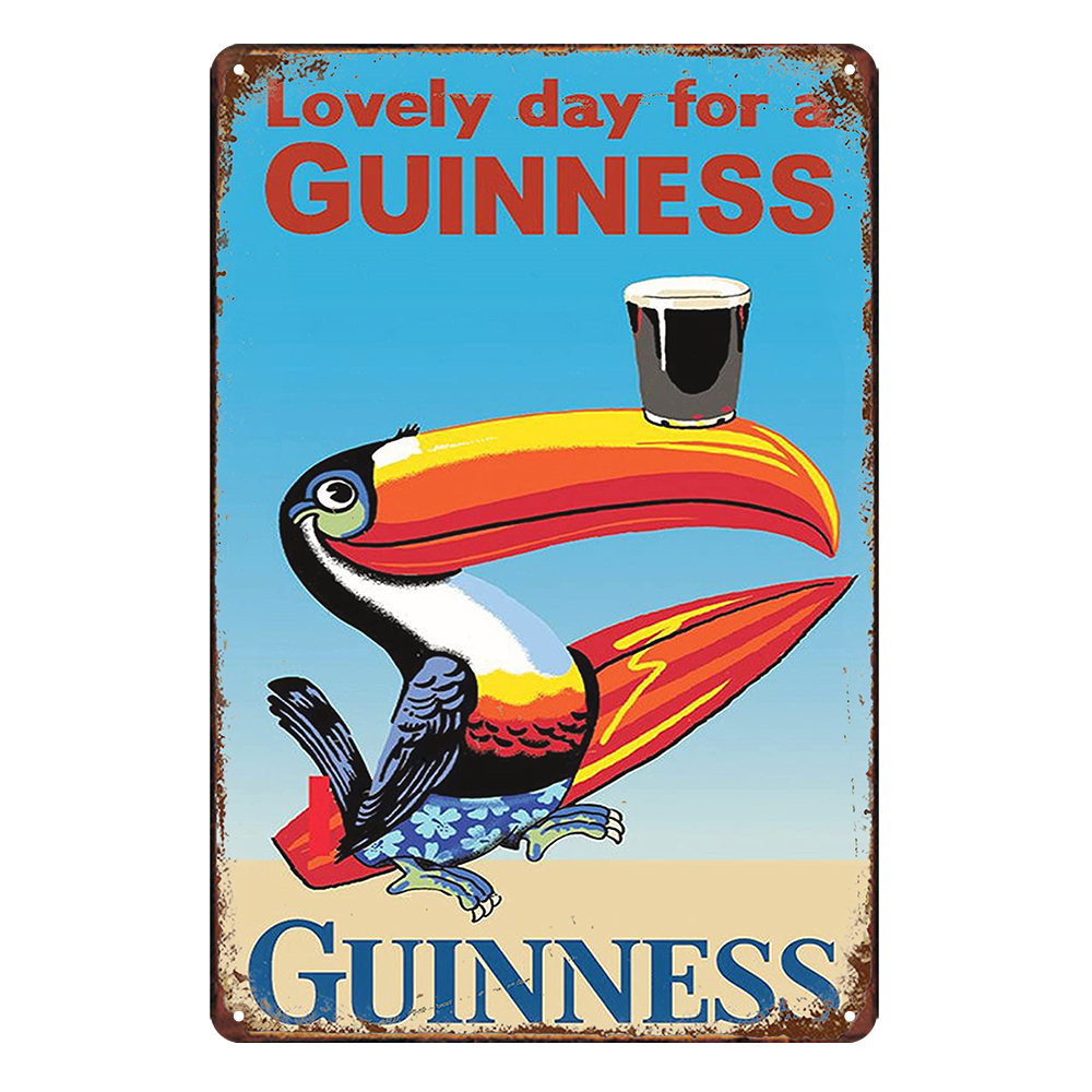2x Beer Guinness Lovely Day For Rustic Tin Sign Vintage Garage Bar Dog