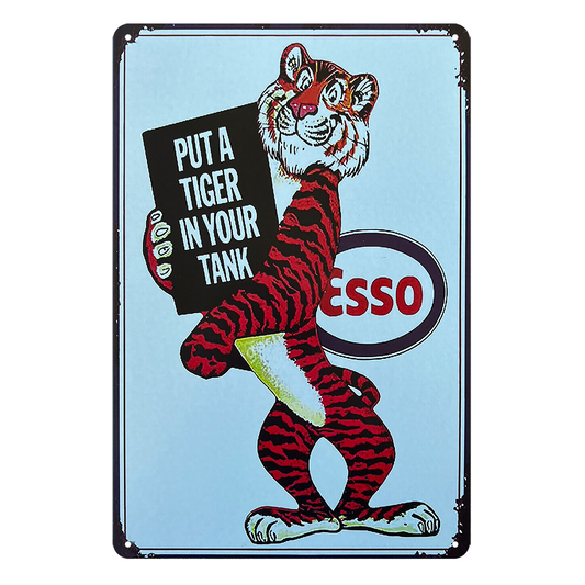 Esso Oil Put Tigrt In Your Tank Tin Metal Sign Rustic Look Vintage