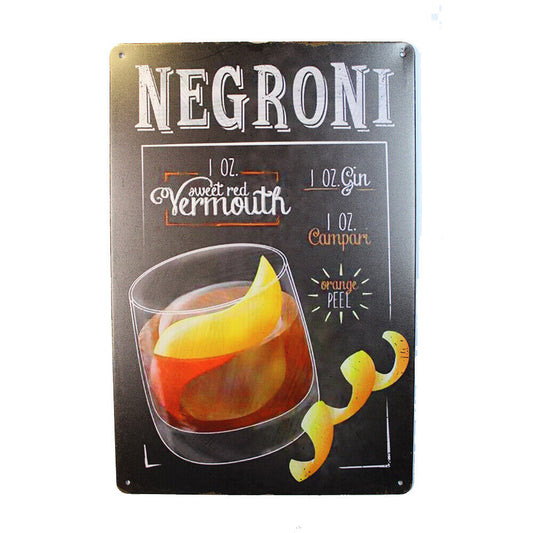Tin Sign  Negroni Sprint Drink Bar Whisky Rustic Look