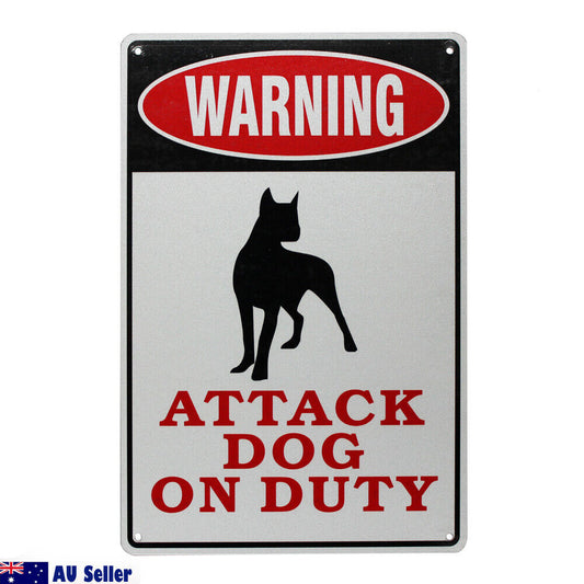 Warning Notice Attack Dog On Duty Sign 300*200mm Metal Al Private Waterproof