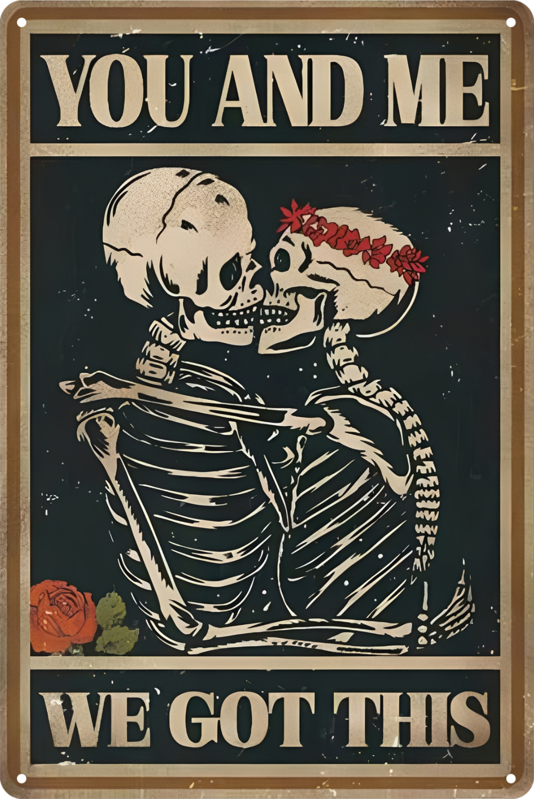 You And Me We Got This Skeleton Tin Sign Rustic Look  Retro 20x30cm