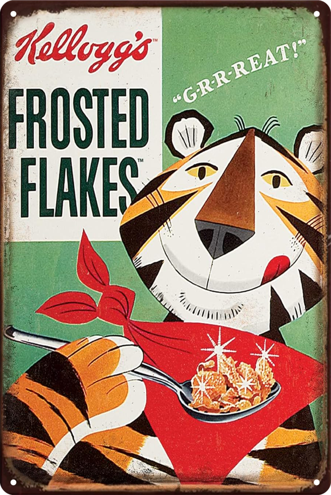Tony The Tiger Kellogg's Frosted Flake Tin Sign Rustic Vintage Retro 20x30cm