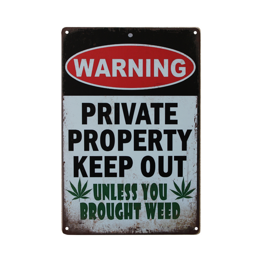 Tin Sign Warning Private Property Keep Out Vintage Retro Bar Man Cave 200x300mm