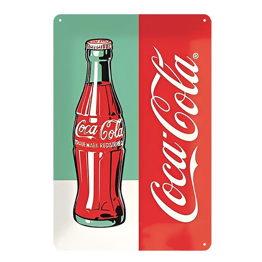 Coca Cola Red Bottle Classical Drink Tin Sign Vintage