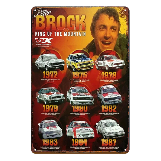 2x Peter Brock V8 Holden King Of The Mountain Rustic Tin Sign Vintage Garage Bar
