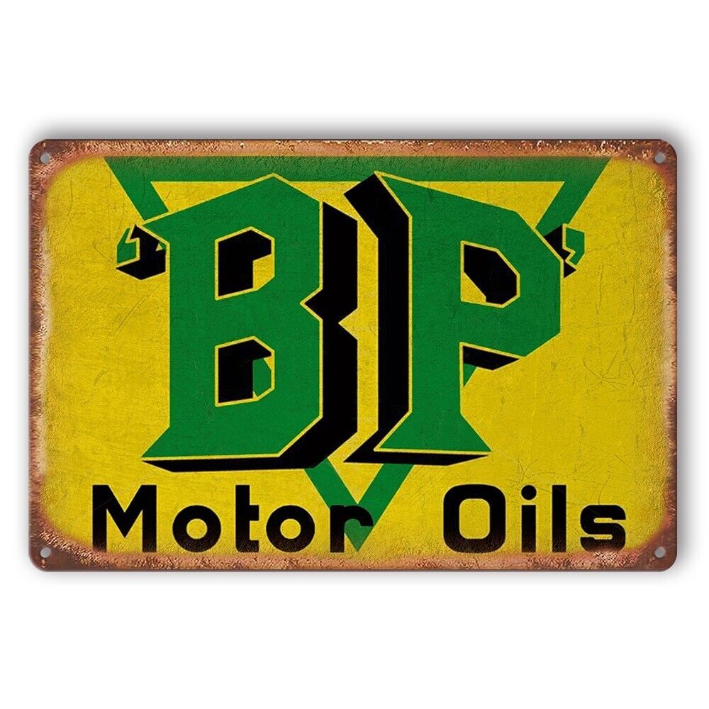 Tin Sign Bp Motor Oils Retro Vintage Car Rustic Look Decorative Wall Art