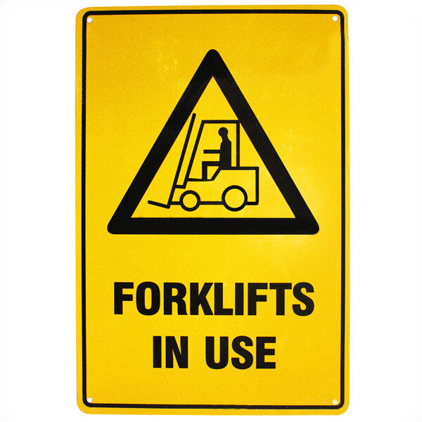 Warning Safety Sign Caution Forklifts In Use 200x300mm Metal Forklift Sign