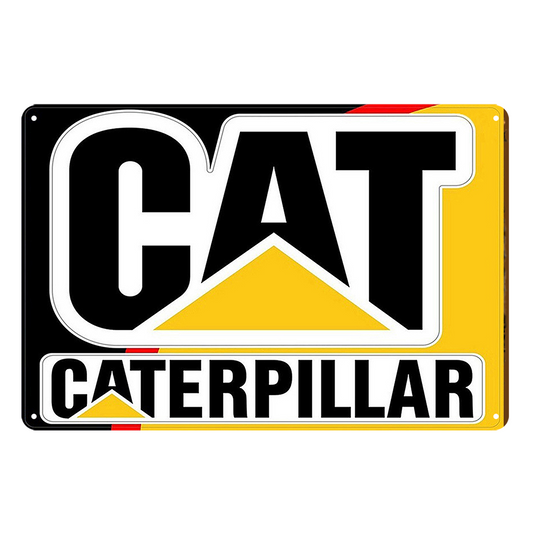 2x Cat Truck Caterpiliar Rustic Tin Sign Vintage Garage Bar