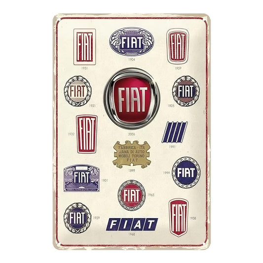 Fiat Logo Evolution Family 1899 To 2006 Nostalgic Art Tin Sign Vintage