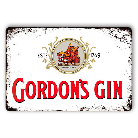 Tin Sign Gordon's Gin Est. 1769 Beer Whisky Man Cave Rustic Look Decorative