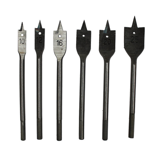 6pcs Wood Working Flat Drill Bit Set 10-25mm Hole Cutting Borer Quality