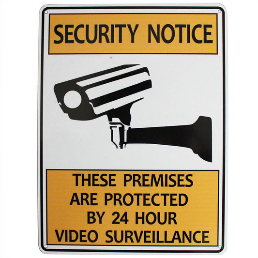 Warning Security Notice Sign Video Surveillance 24 Hour 200x300mm Quality Metal