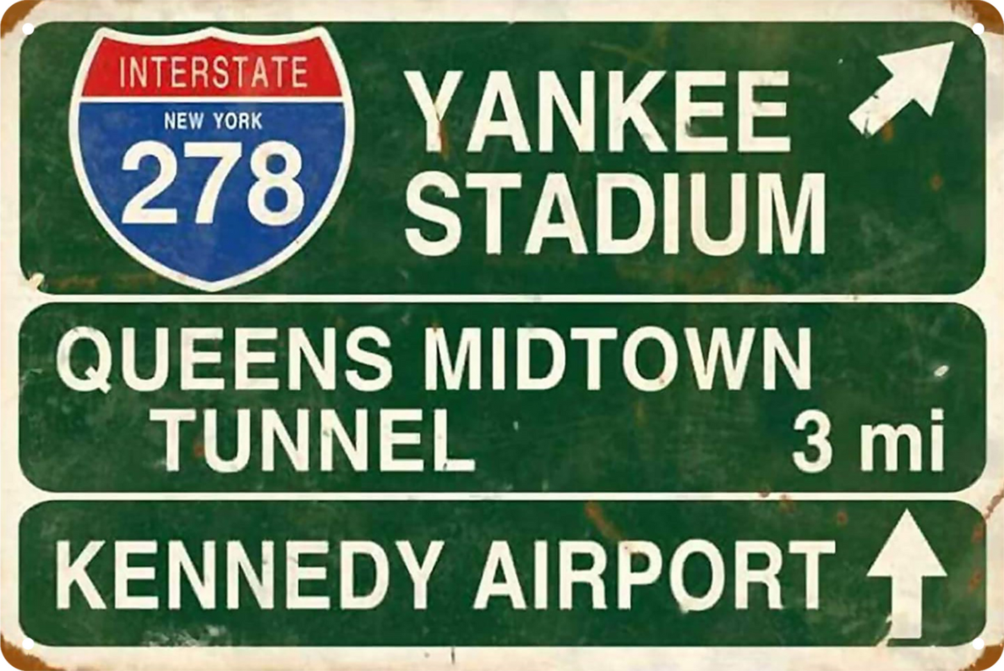Tin Sign Street Sign Yankee Stadium Queens Midtown Tunnel Retro 20x30cm