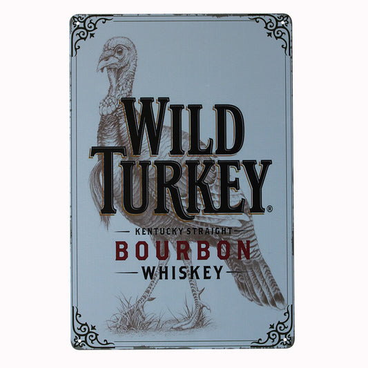 2x Retro Tin Sign Wild Turkey Bourbon Rustic Vintage 200x300mm Man Cave Metal
