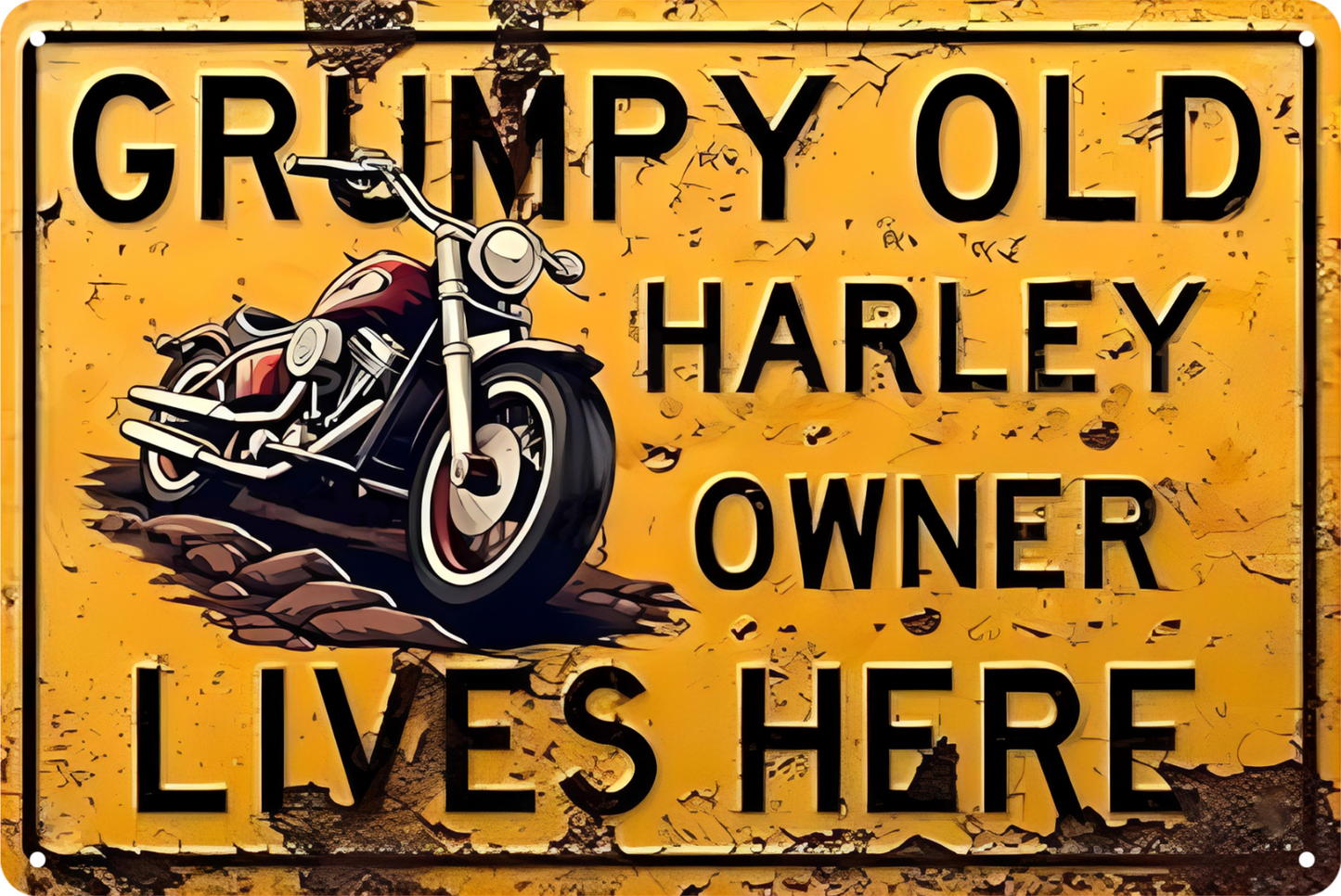 Grumpy Old Harley Owner Lives Here Tin Sign Rustic Look  Retro 20x30cm