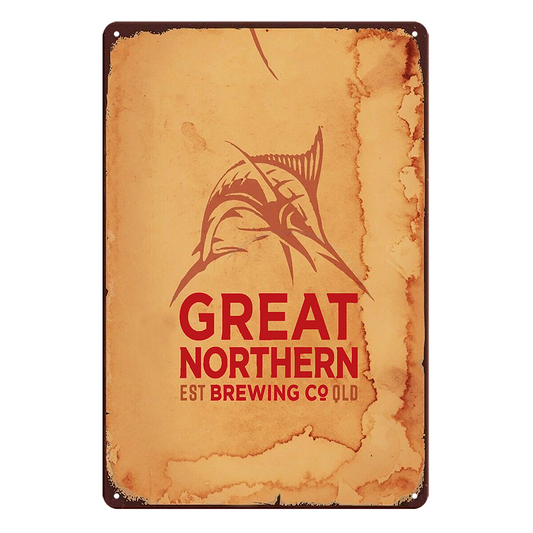 Beer Great Northern Est Breweing Cold Rustic Metal Sign Vintage Tin Garage