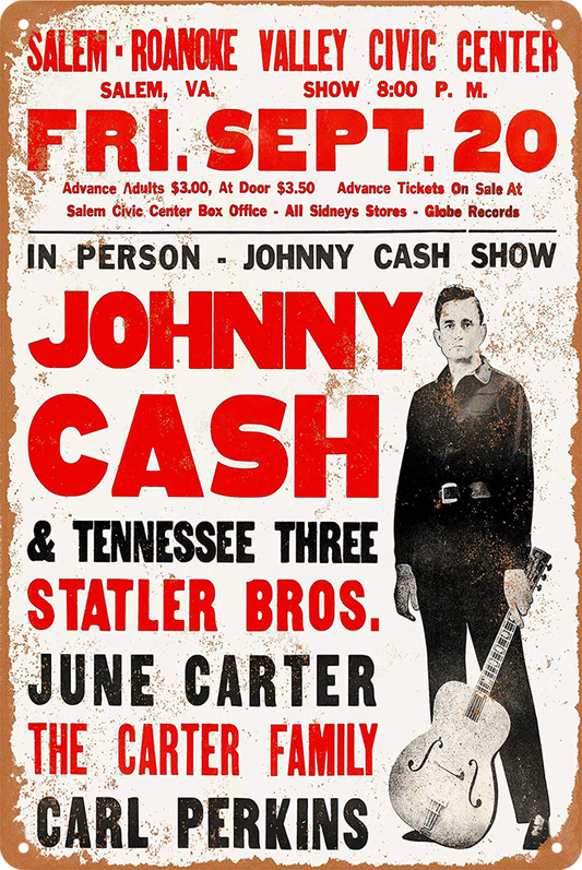 Johnny Cash Music Band Poster Tin Sign Rustic Look Retro 20x30cm