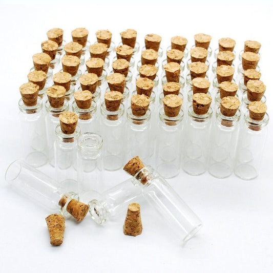 10x Mini Glass Bottle 12ml Empty Tiny Small Clear Cork Container Bottle 98007001